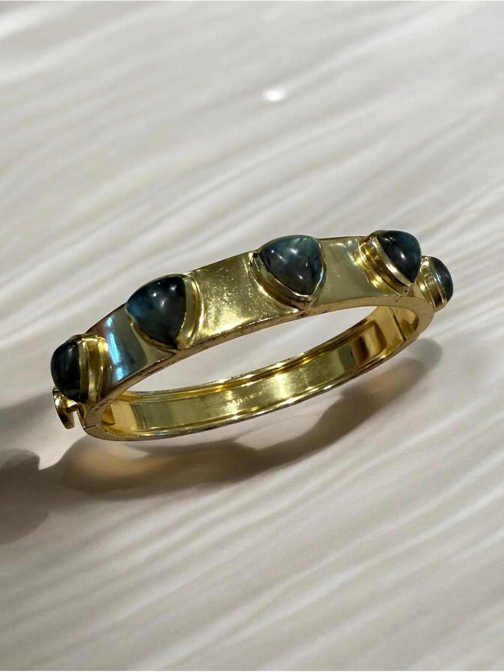 Sole Society Gold Bangle Bracelet with Blue-Green Cabochons
